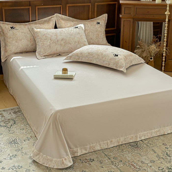 91家纺网 家纺一手货源 找家纺 舒慕家纺 2025新款长绒棉磨毛全棉磨毛四件套 熊猫-驼