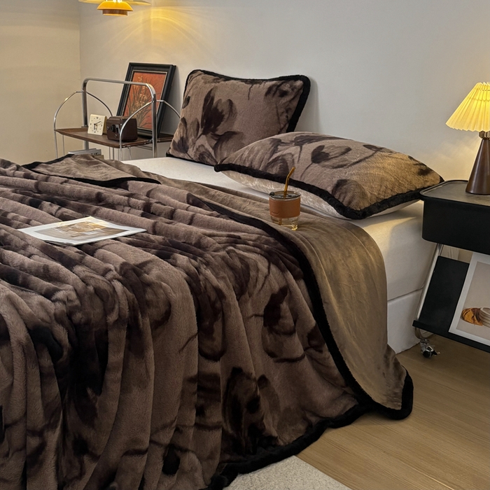 铠畅家纺 2025新款兔毛包边款仿兔毛被套毯牛奶绒被套毯子 墨染芳华