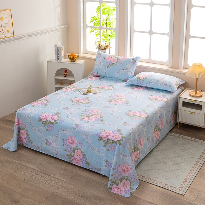 91家纺网 家纺一手货源 找家纺 雨萝家纺 新款12868全棉纯棉床单 花叶倾城