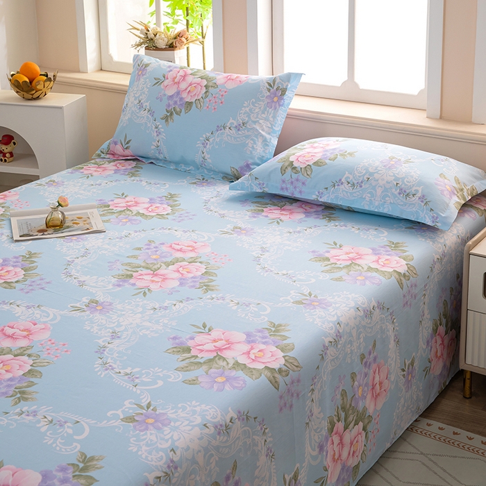 91家纺网 家纺一手货源 找家纺 雨萝家纺 新款12868全棉纯棉床单 花叶倾城