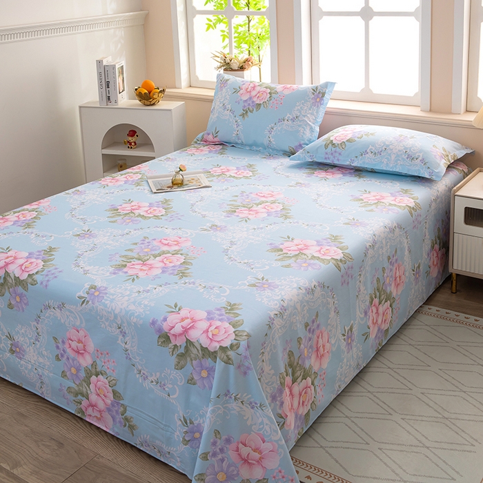 91家纺网 家纺一手货源 找家纺 雨萝家纺 新款12868全棉纯棉床单 花叶倾城