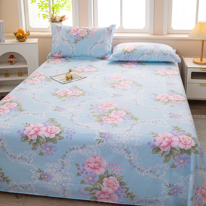 91家纺网 家纺一手货源 找家纺 雨萝家纺 新款12868全棉纯棉床单 花叶倾城