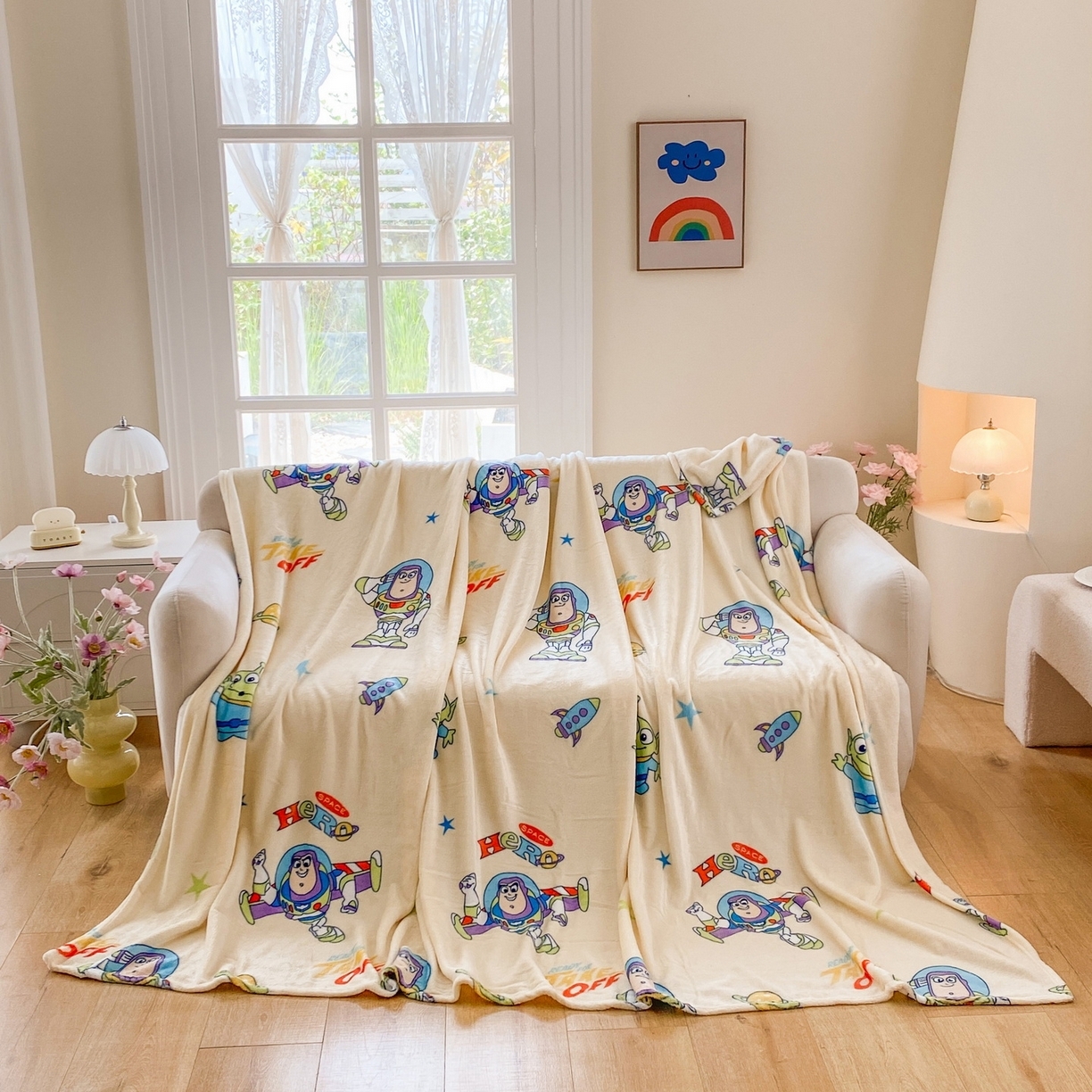 91家纺网 家纺一手货源 找家纺 （总）一电 2025新款卡通高克重双面法莱绒毛毯四季盖毯