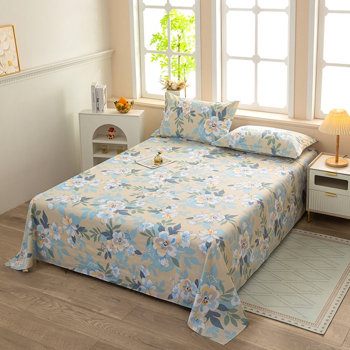 91家纺网 家纺一手货源 找家纺  雨萝家纺 新款12868全棉纯棉床单 木棉花