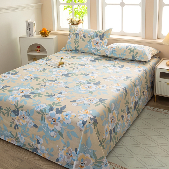 91家纺网 家纺一手货源 找家纺  雨萝家纺 新款12868全棉纯棉床单 木棉花