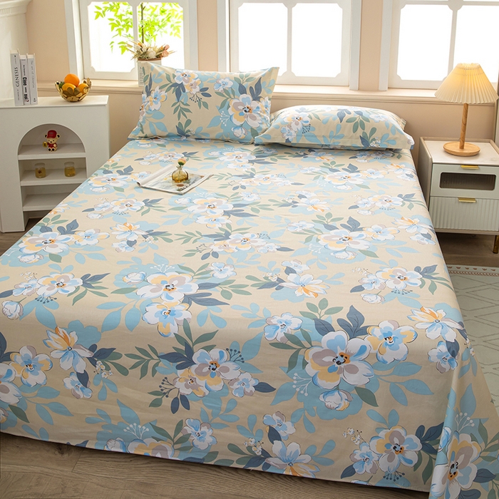 91家纺网 家纺一手货源 找家纺  雨萝家纺 新款12868全棉纯棉床单 木棉花