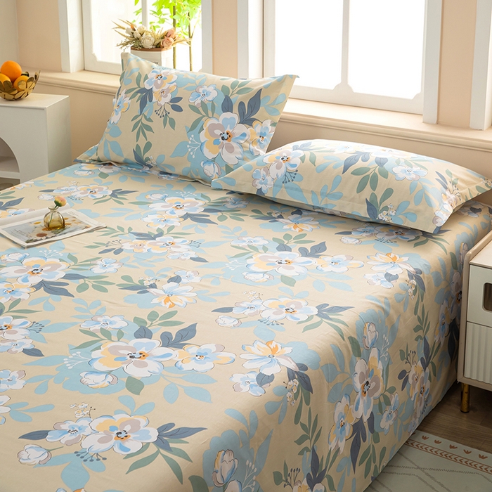 91家纺网 家纺一手货源 找家纺  雨萝家纺 新款12868全棉纯棉床单 木棉花