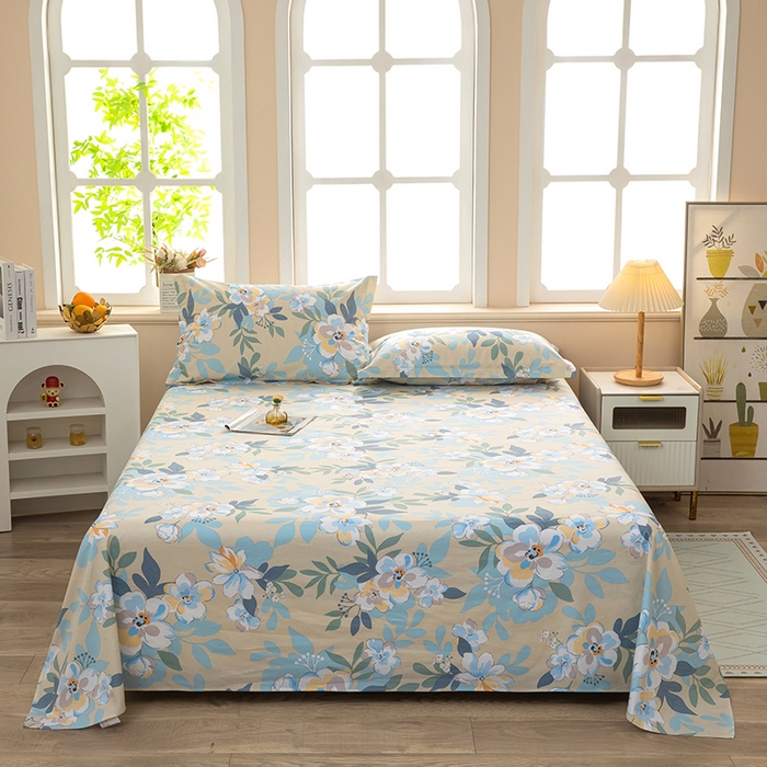 91家纺网 家纺一手货源 找家纺  雨萝家纺 新款12868全棉纯棉床单 木棉花