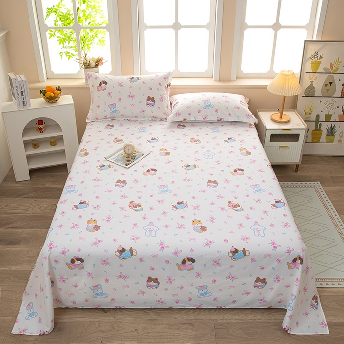 91家纺网 家纺一手货源 找家纺  雨萝家纺 新款12868全棉纯棉床单 小奶狗