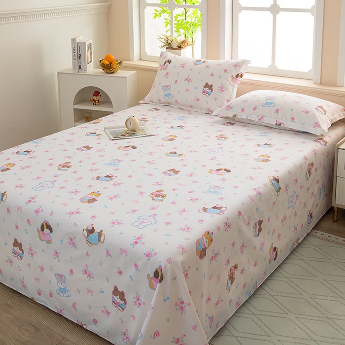 91家纺网 家纺一手货源 找家纺  雨萝家纺 新款12868全棉纯棉床单 小奶狗