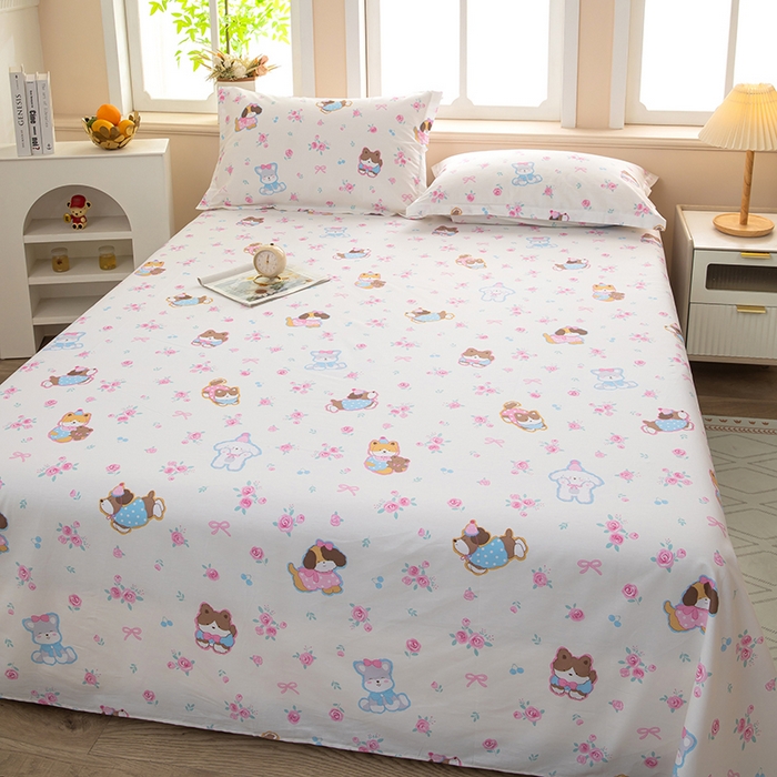 91家纺网 家纺一手货源 找家纺  雨萝家纺 新款12868全棉纯棉床单 小奶狗