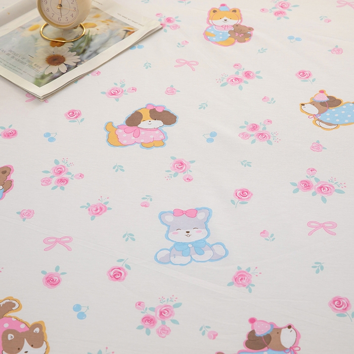 91家纺网 家纺一手货源 找家纺  雨萝家纺 新款12868全棉纯棉床单 小奶狗