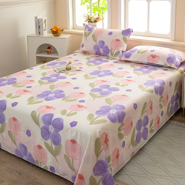 91家纺网 家纺一手货源 找家纺  雨萝家纺 新款12868全棉纯棉床单 伊莲娜