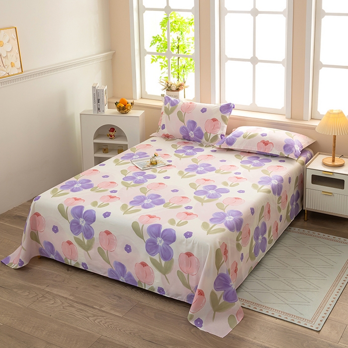 91家纺网 家纺一手货源 找家纺  雨萝家纺 新款12868全棉纯棉床单 伊莲娜