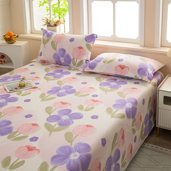 91家纺网 家纺一手货源 找家纺  雨萝家纺 新款12868全棉纯棉床单 伊莲娜