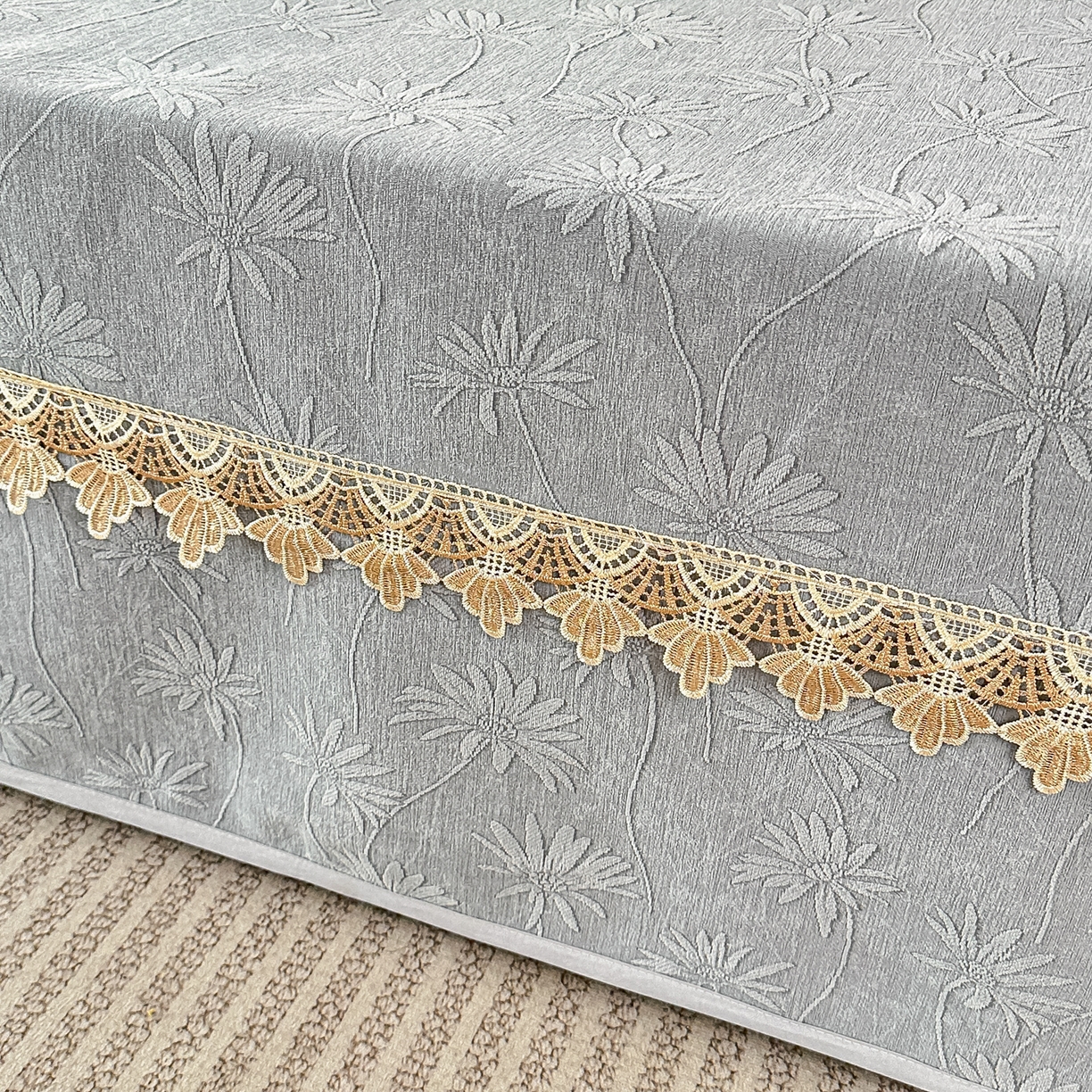 91家纺网 家纺一手货源 找家纺 手艺人家纺 2025新款雪尼尔纯色床盖炕盖-XK3800 XK3800灰