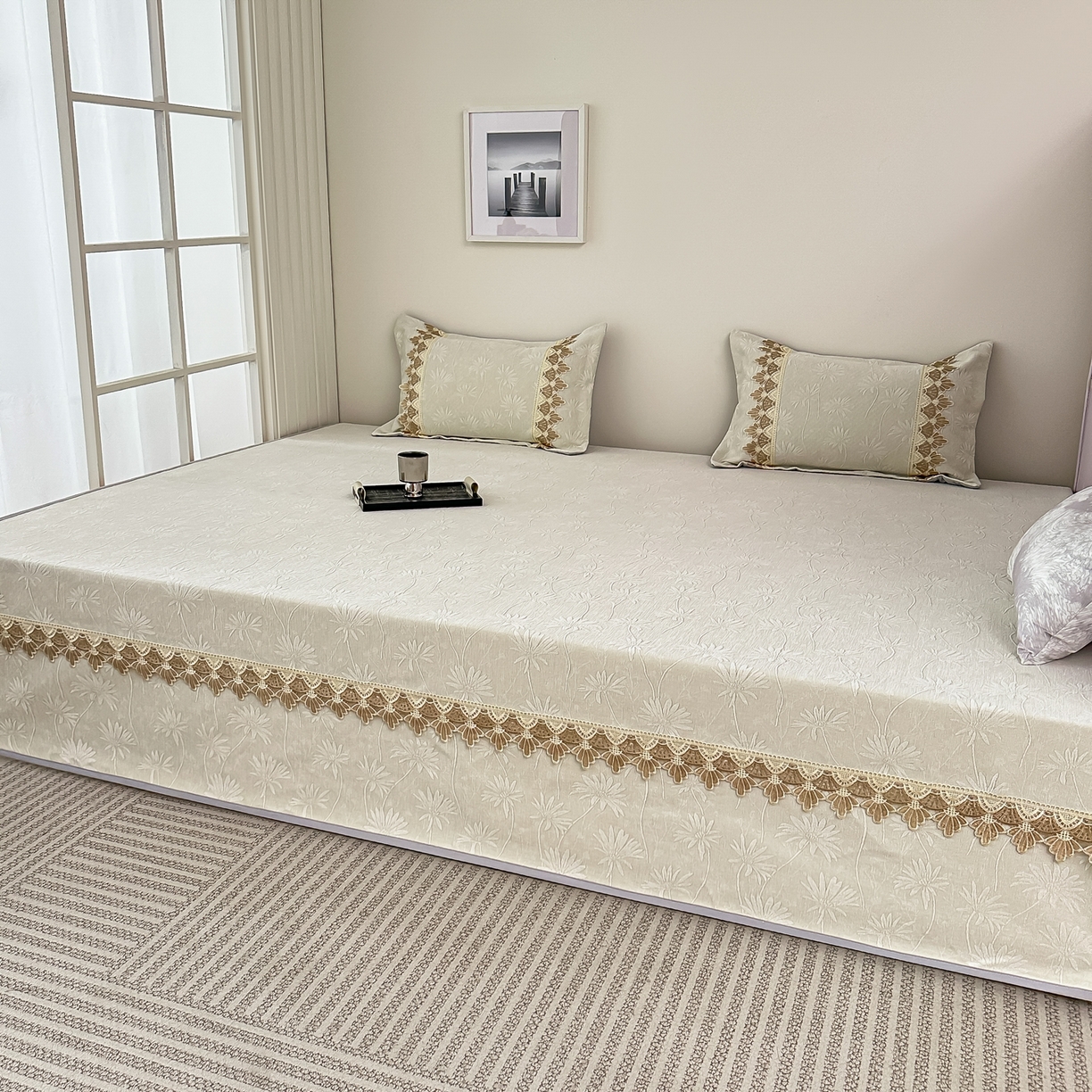 91家纺网 家纺一手货源 找家纺 手艺人家纺 2025新款雪尼尔纯色床盖炕盖-XK3800 XK3800米