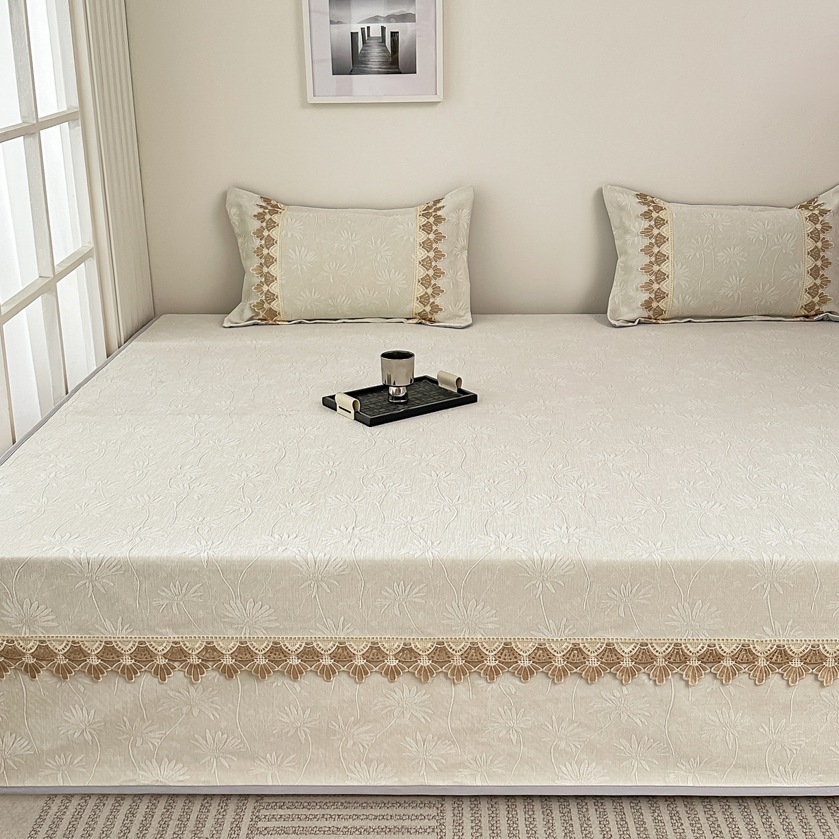 91家纺网 家纺一手货源 找家纺 手艺人家纺 2025新款雪尼尔纯色床盖炕盖-XK3800 XK3800米