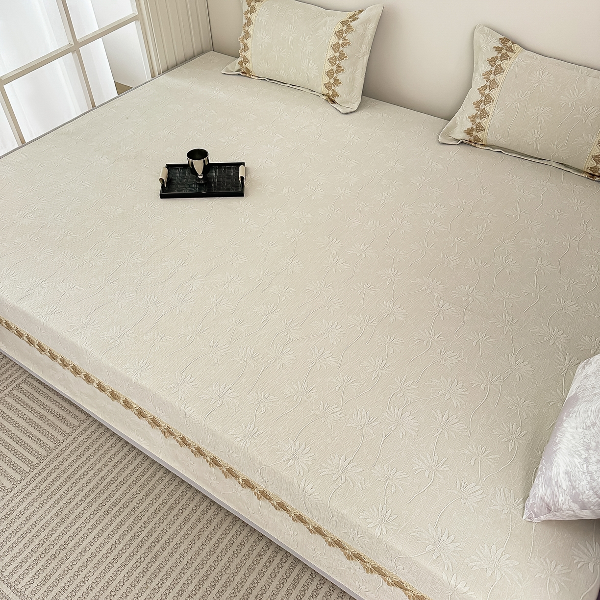 91家纺网 家纺一手货源 找家纺 手艺人家纺 2025新款雪尼尔纯色床盖炕盖-XK3800 XK3800米