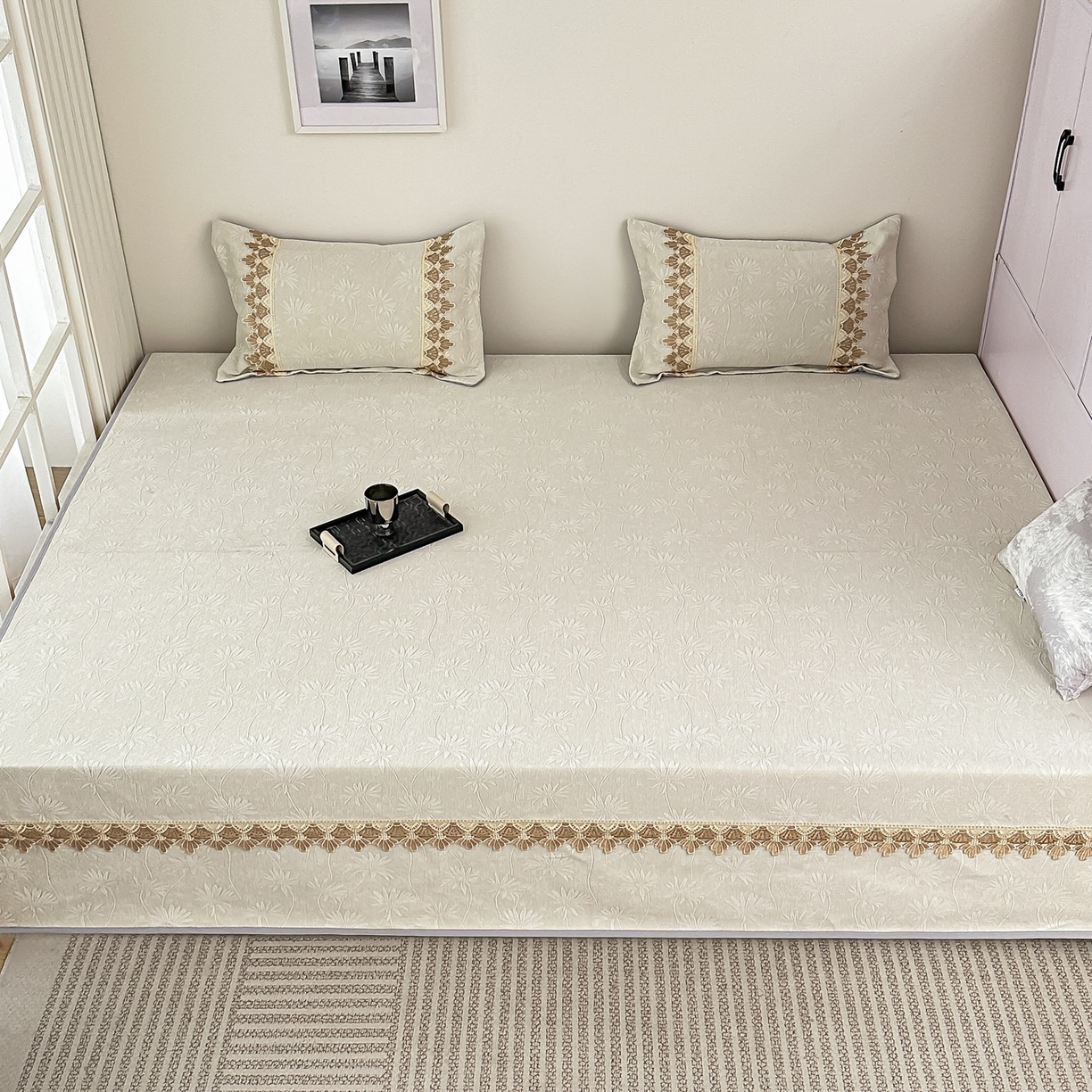 91家纺网 家纺一手货源 找家纺 手艺人家纺 2025新款雪尼尔纯色床盖炕盖-XK3800 XK3800米