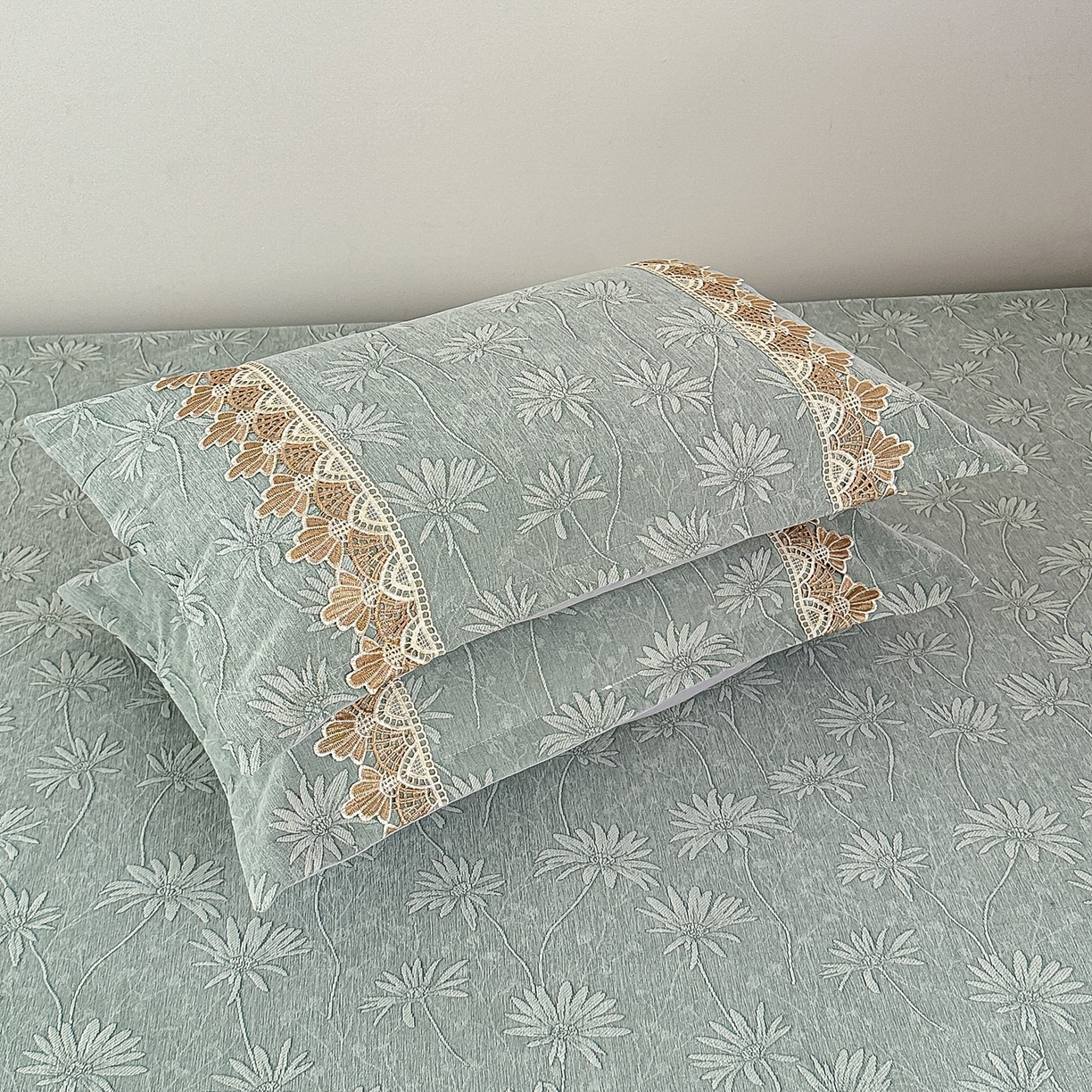 91家纺网 家纺一手货源 找家纺 手艺人家纺 2025新款雪尼尔纯色床盖炕盖-XK3800 XK3800绿