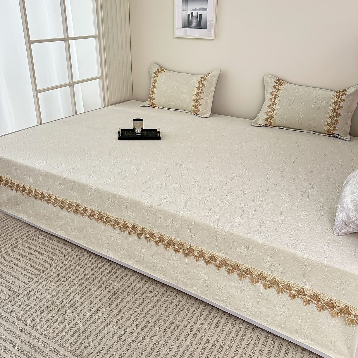 91家纺网 家纺一手货源 找家纺 手艺人家纺 2025新款雪尼尔纯色床盖炕盖-XK3800 XK3800米