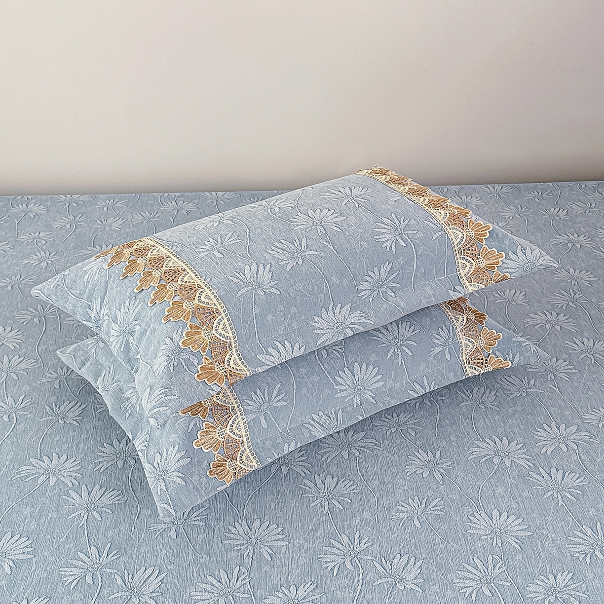 91家纺网 家纺一手货源 找家纺 手艺人家纺 2025新款雪尼尔纯色床盖炕盖-XK3800 XK3800蓝