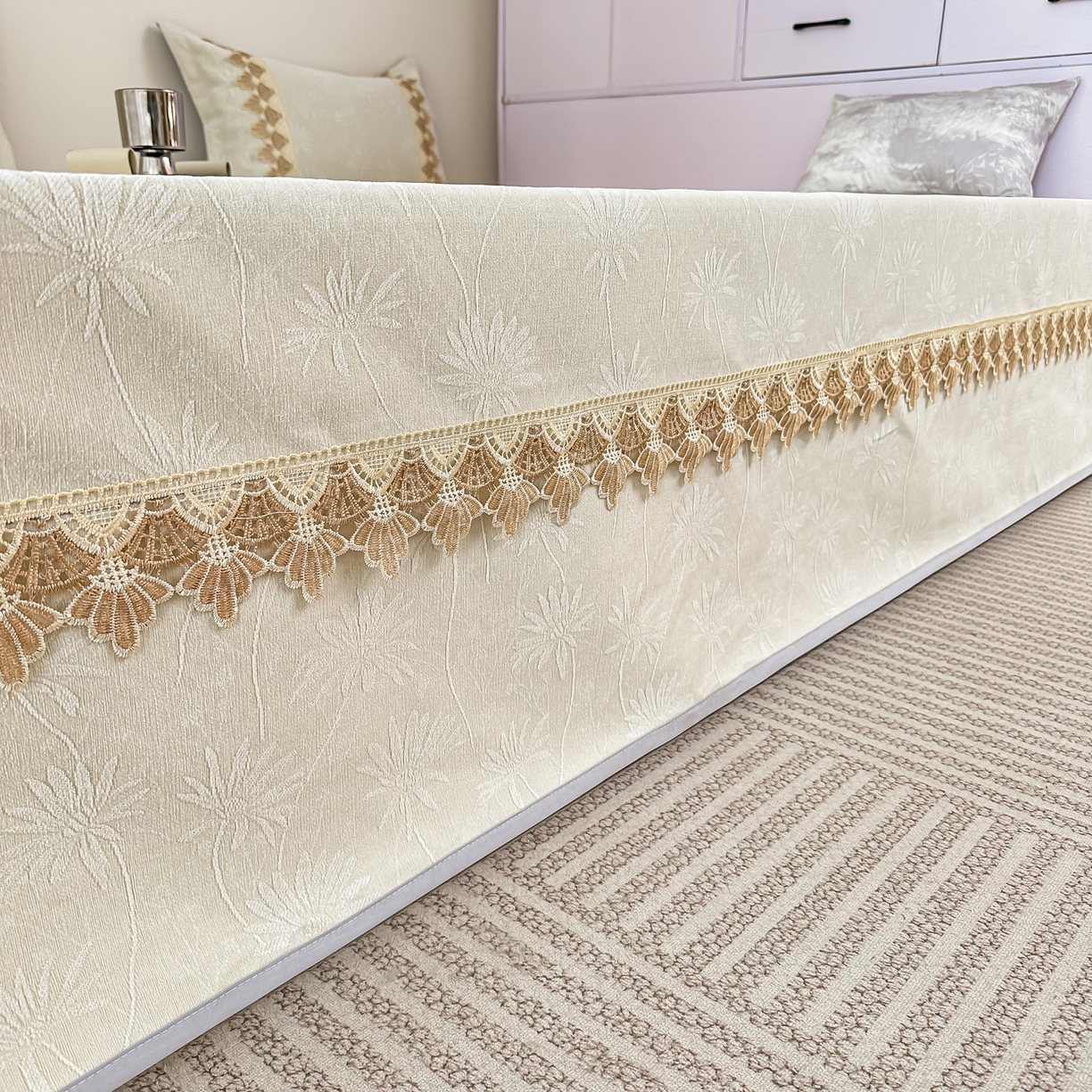 91家纺网 家纺一手货源 找家纺 手艺人家纺 2025新款雪尼尔纯色床盖炕盖-XK3800 XK3800米