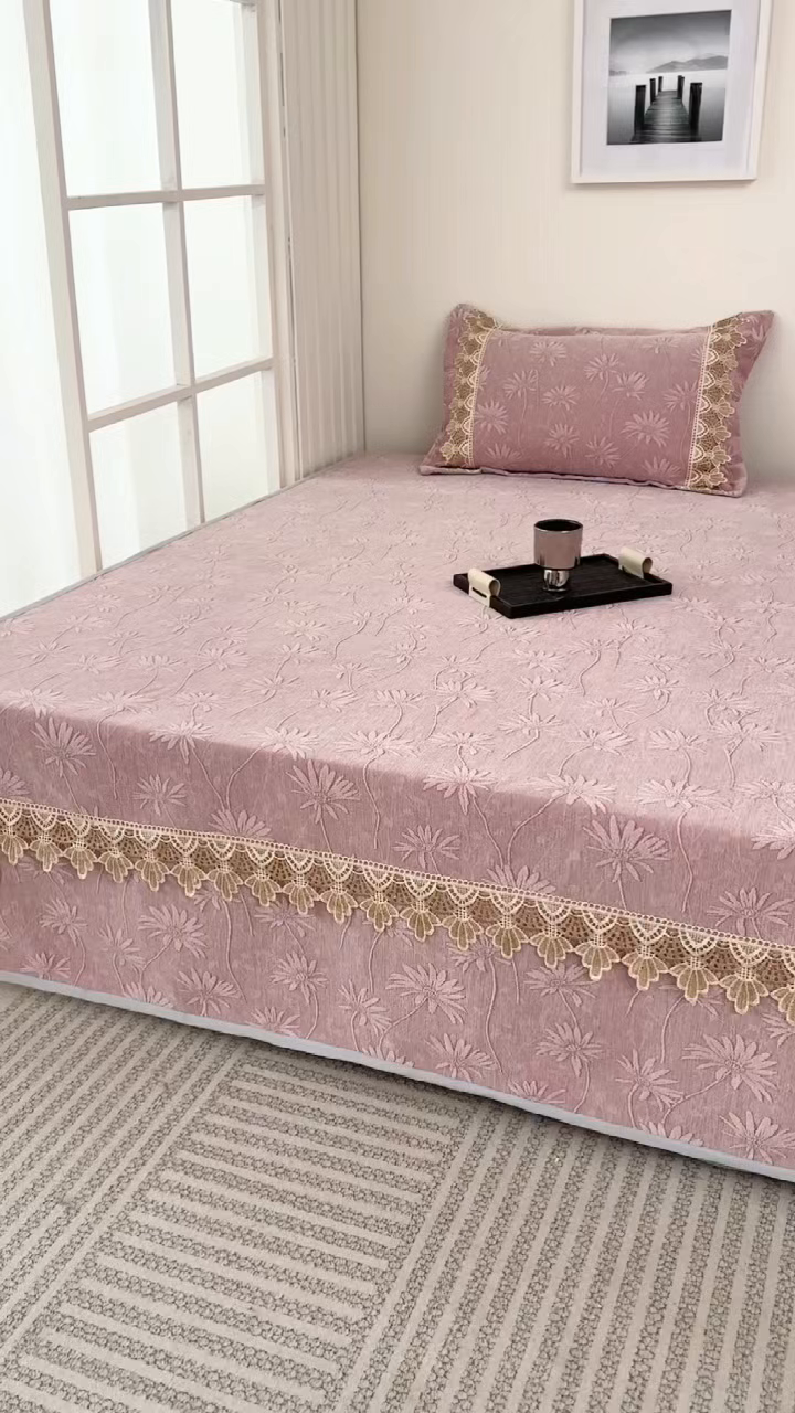 91家纺网 家纺一手货源 找家纺 （总）手艺人家纺 2025新款雪尼尔纯色床盖炕盖-XK3800