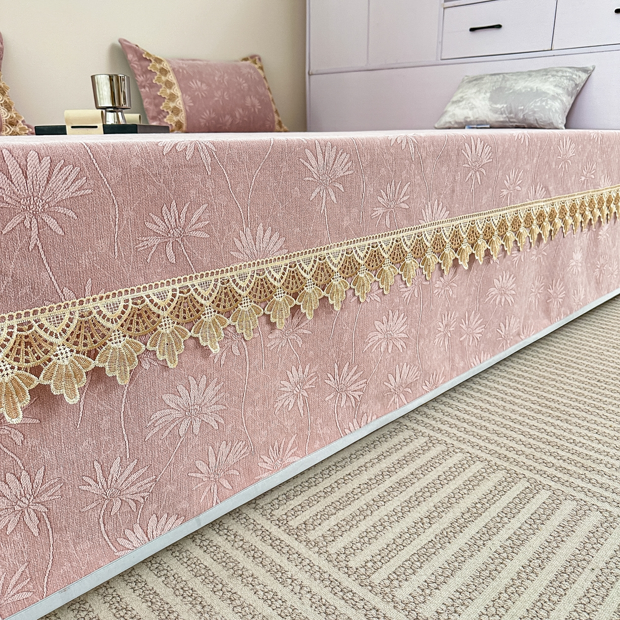 91家纺网 家纺一手货源 找家纺 （总）手艺人家纺 2025新款雪尼尔纯色床盖炕盖-XK3800