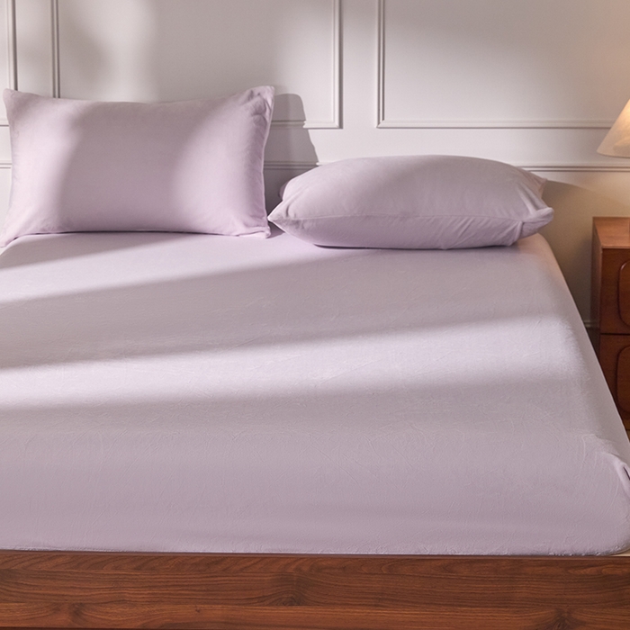 91家纺网 家纺一手货源 找家纺 618家纺 2025新款樱花绒单品四件套系列-单床笠 雾紫