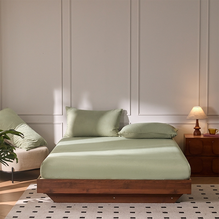 618家纺 2025新款樱花绒单品四件套系列-单床笠 青柠