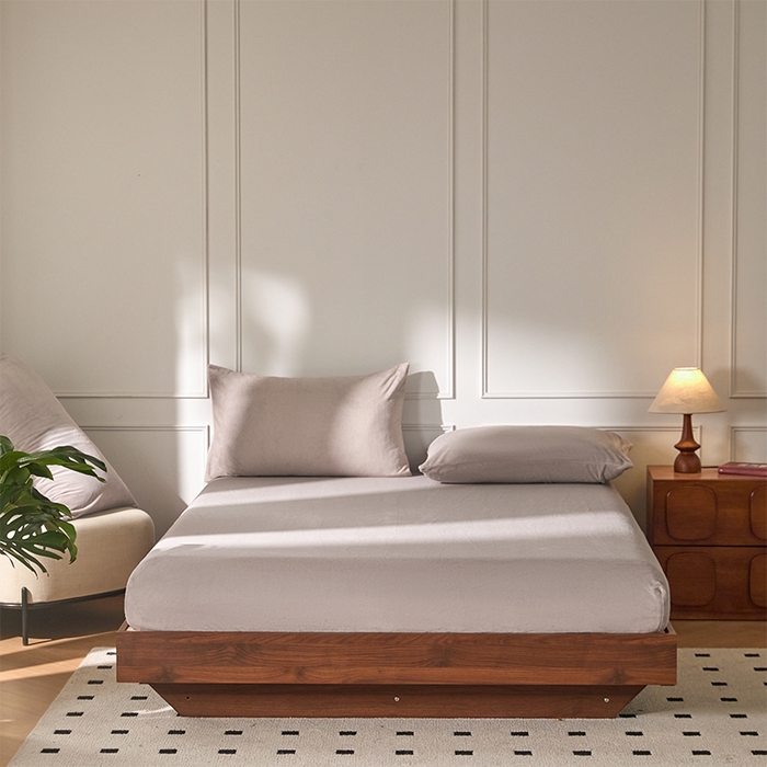 618家纺 2025新款樱花绒单品四件套系列-单床笠 雾灰