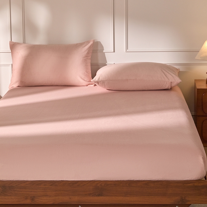 91家纺网 家纺一手货源 找家纺 618家纺 2025新款樱花绒单品四件套系列-单床笠 雾粉