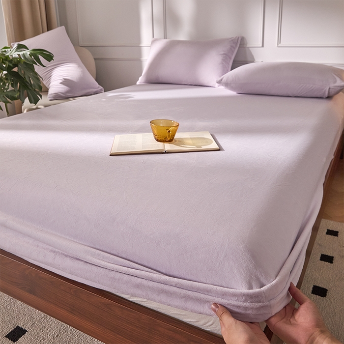 91家纺网 家纺一手货源 找家纺 618家纺 2025新款樱花绒单品四件套系列-单床笠 雾紫