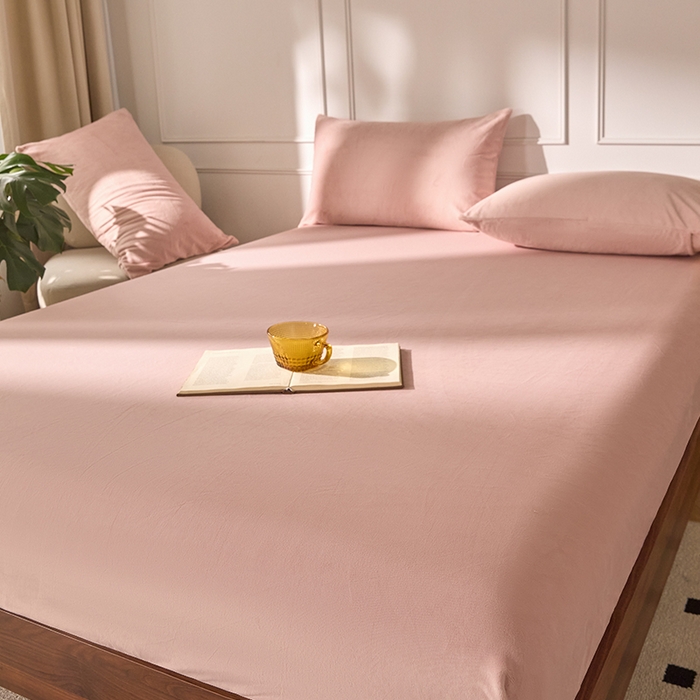 91家纺网 家纺一手货源 找家纺 618家纺 2025新款樱花绒单品四件套系列-单床笠 雾粉