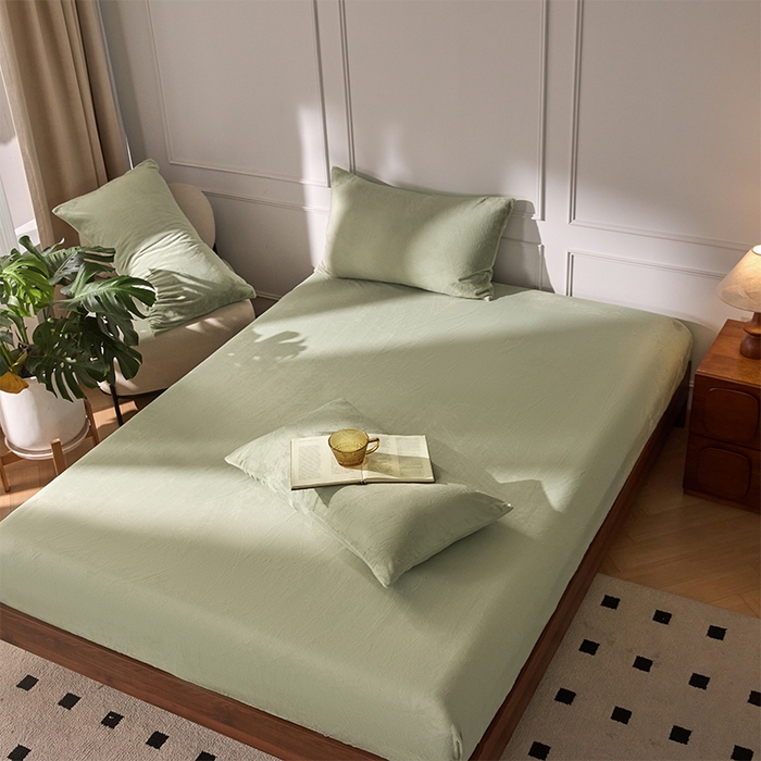 91家纺网 家纺一手货源 找家纺 618家纺 2025新款樱花绒单品四件套系列-单床笠 青柠