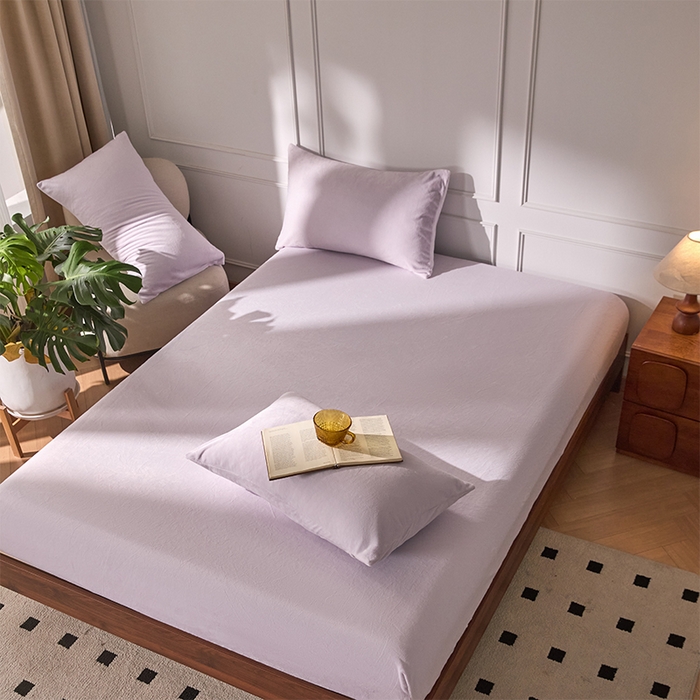 91家纺网 家纺一手货源 找家纺 618家纺 2025新款樱花绒单品四件套系列-单床笠 雾紫