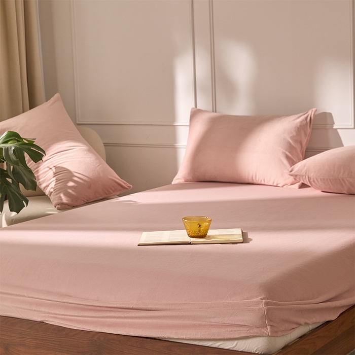 91家纺网 家纺一手货源 找家纺 618家纺 2025新款樱花绒单品四件套系列-单床笠 雾粉