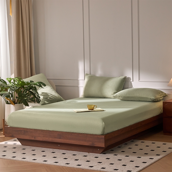 91家纺网 家纺一手货源 找家纺 618家纺 2025新款樱花绒单品四件套系列-单床笠 青柠