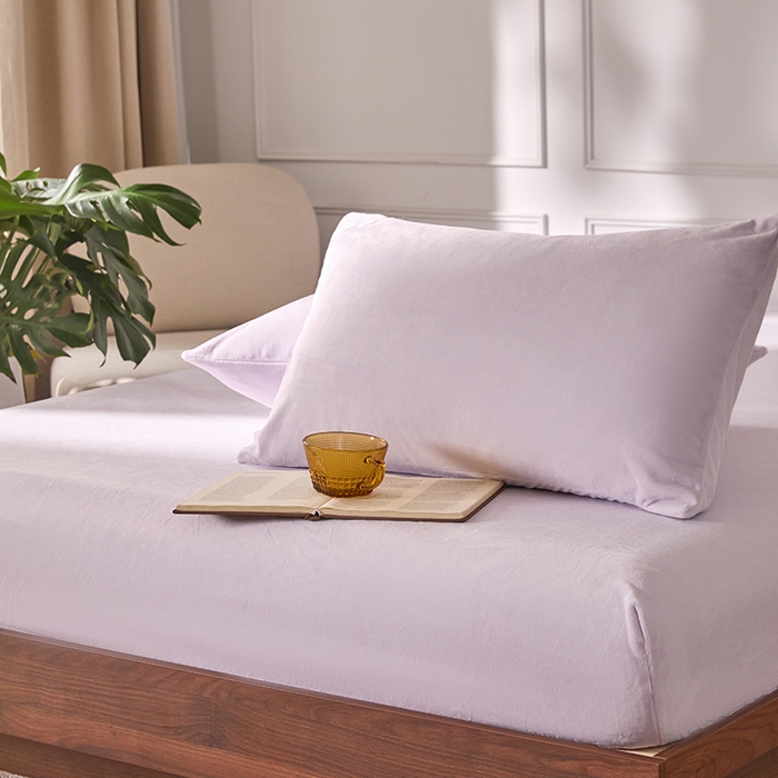 618家纺 2025新款樱花绒单品四件套系列-单枕套 雾紫