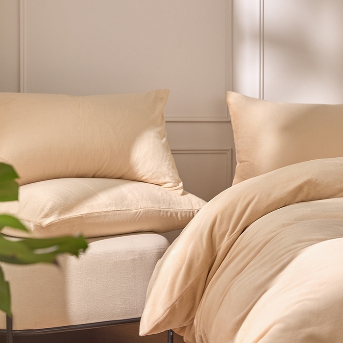 91家纺网 家纺一手货源 找家纺 618家纺 2025新款樱花绒单品四件套系列-单枕套 奶咖