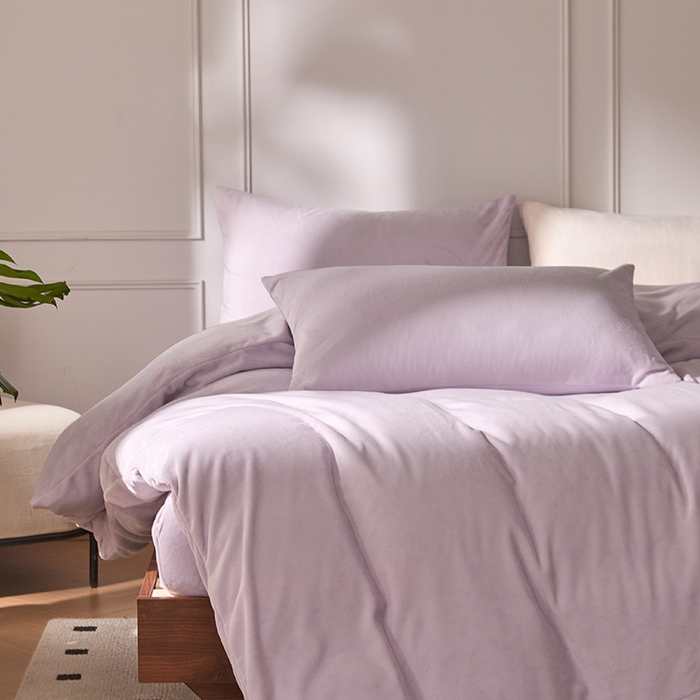 91家纺网 家纺一手货源 找家纺 618家纺 2025新款樱花绒单品四件套系列-单枕套 雾紫