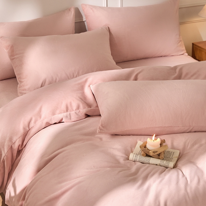 91家纺网 家纺一手货源 找家纺 618家纺 2025新款樱花绒单品四件套系列-单枕套 雾粉