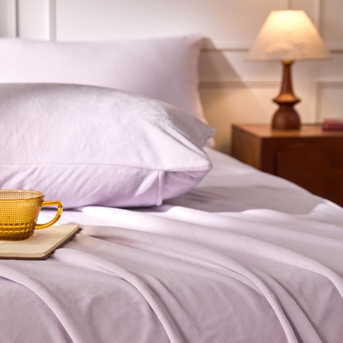 91家纺网 家纺一手货源 找家纺 618家纺 2025新款樱花绒单品四件套系列-单枕套 雾紫