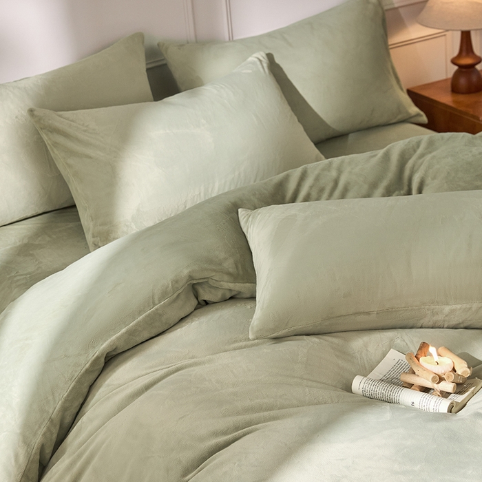 91家纺网 家纺一手货源 找家纺 618家纺 2025新款樱花绒单品四件套系列-单被套 青柠