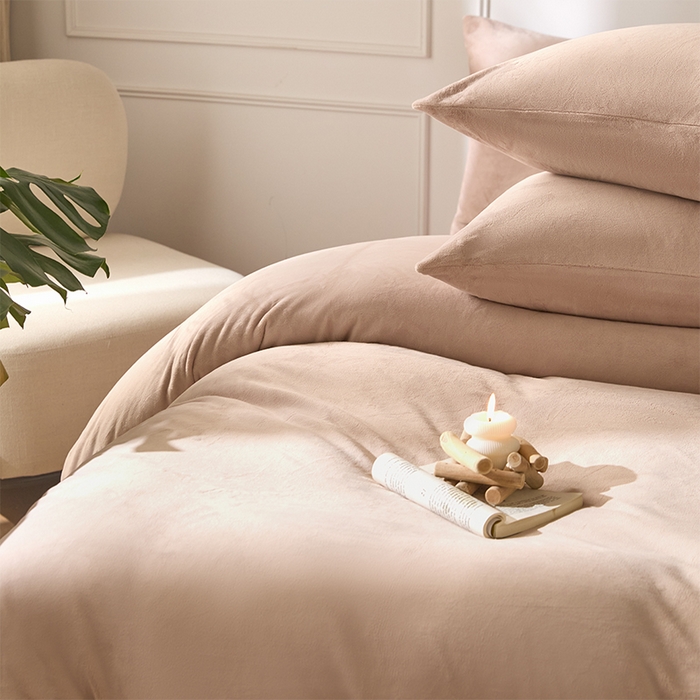 91家纺网 家纺一手货源 找家纺 618家纺 2025新款樱花绒单品四件套系列-单被套 浅驼