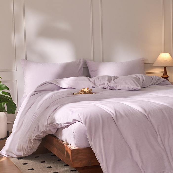 91家纺网 家纺一手货源 找家纺 618家纺 2025新款樱花绒单品四件套系列-单被套 雾紫