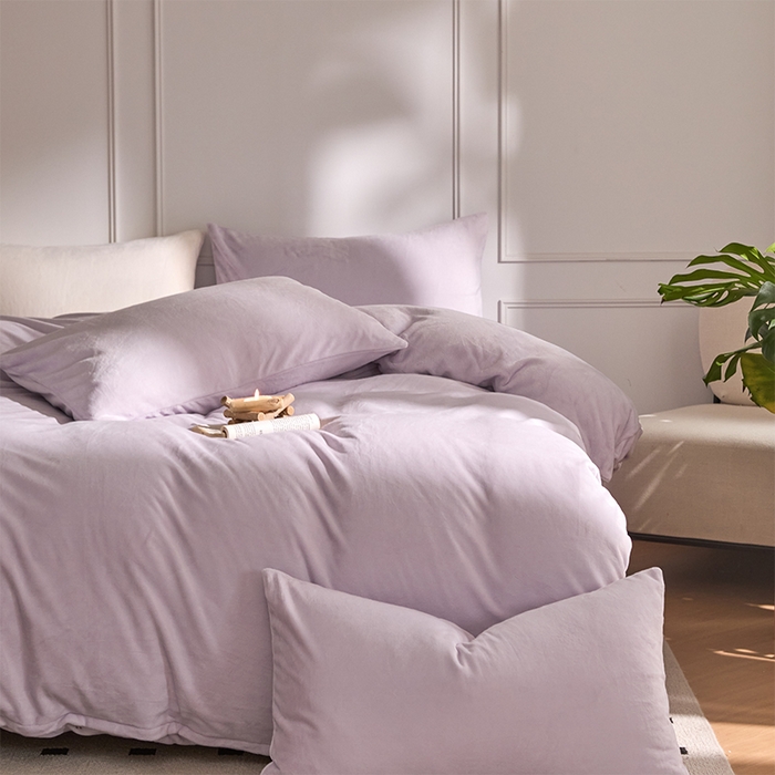 91家纺网 家纺一手货源 找家纺 618家纺 2025新款樱花绒单品四件套系列-单被套 雾紫