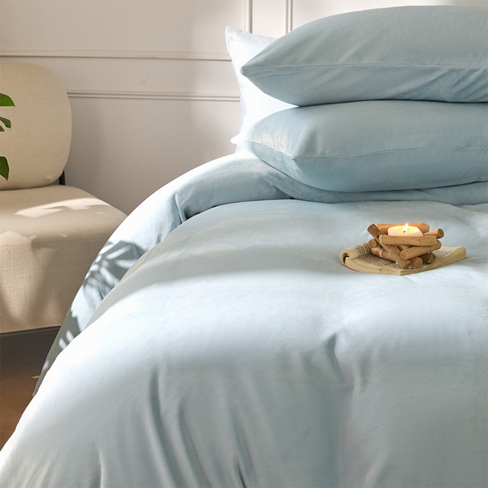 91家纺网 家纺一手货源 找家纺 618家纺 2025新款樱花绒单品四件套系列-单被套 雾蓝